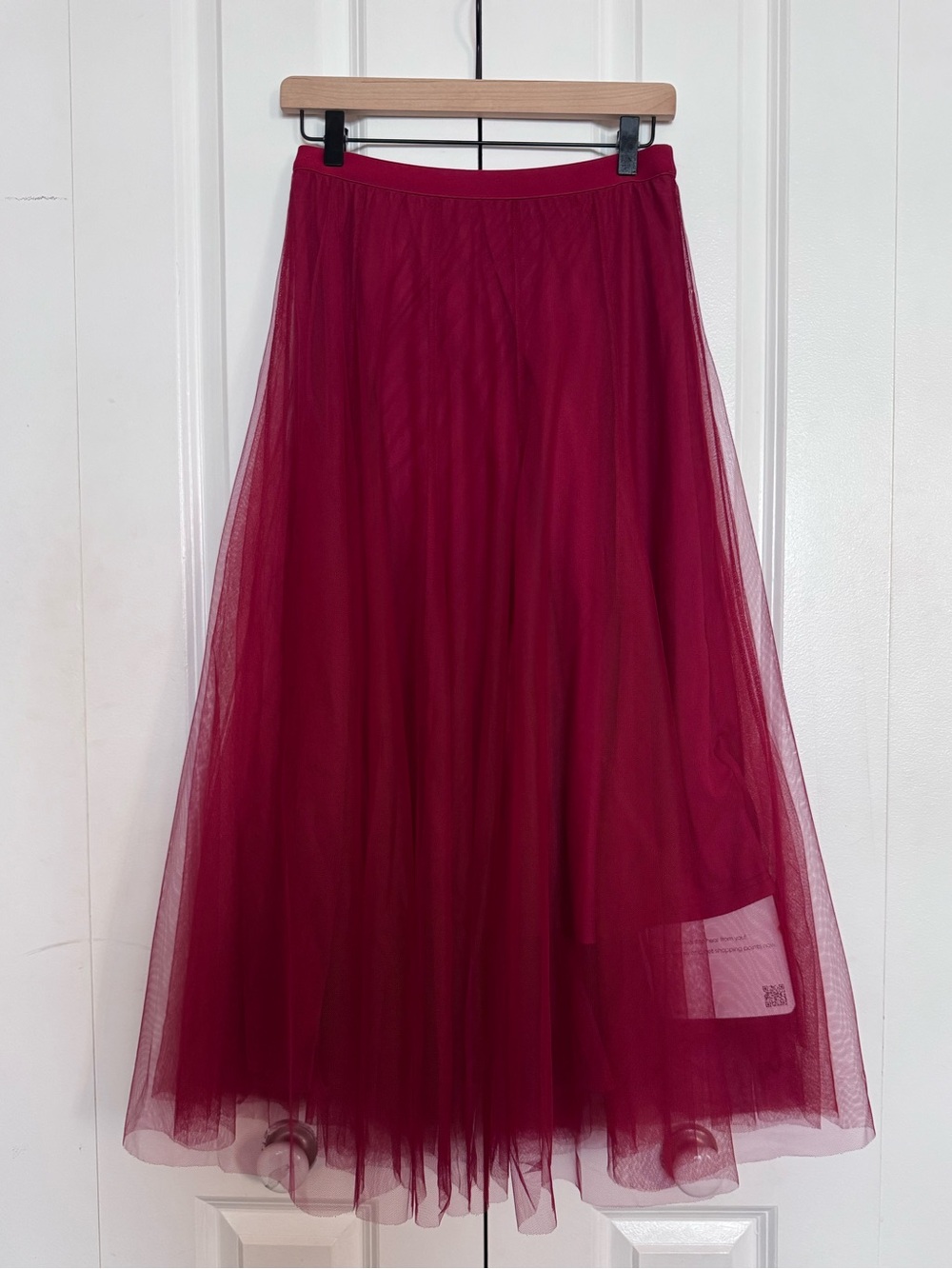 CHICWISH Women's Burgundy / Wine Red Tulle Maxi Skirt Elastic Waist Size S/M